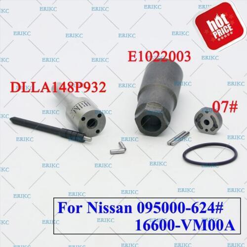 ERIKC 16600-VM00A Diesel Injector Repair Kit Nozzle DLLA148P932 Valve Plate 07# Nozzle Cap O-Ring For Denso Nissan 095000-6240