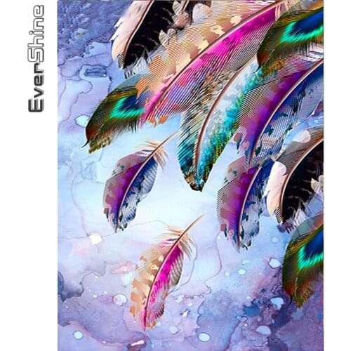 Evershine 5D DIY Diamond Painting Feather Full Square Round Diamond Embroidery Scenery Mosaic Full Layout Sale Handmade Gift