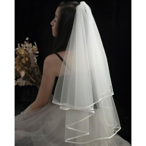 2 layer wedding veil elbow length veil with comb in white, ivory