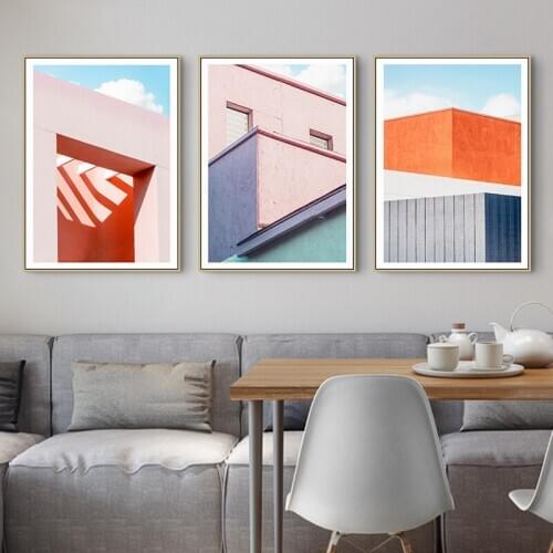 Geometric building color blocks painting Wall art Picture for Living Room Art poster Decoration Picture minimalist morden print