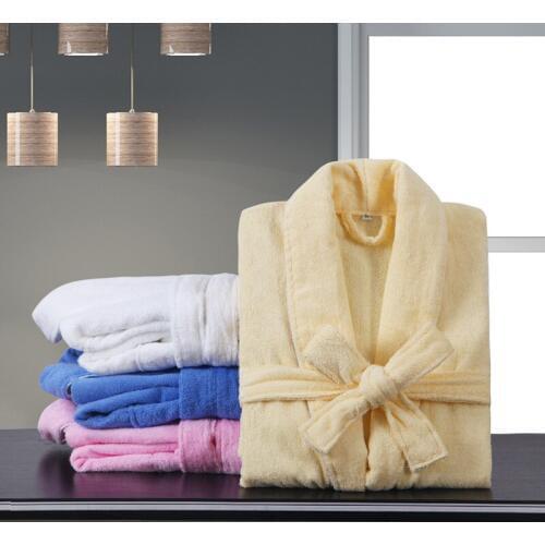 2019 Autumn winter pure cotton plain color bathrobes robe Unisex long-sleeve soft terry bathrobes plus size pijamas sleepwear