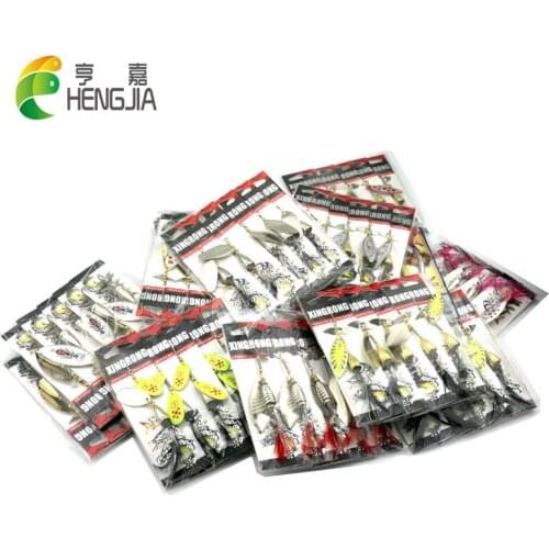 HENGJIA Mixed hard metal random color spinnerbaits bass wobbler blade spinner spoon sequins carp trout catfish fishing lures
