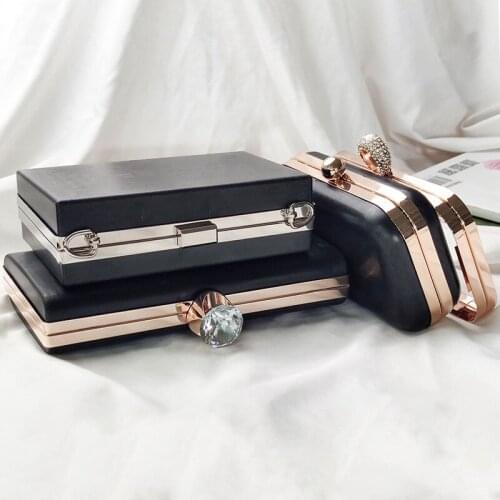 China Lady Evening Bag Clutch Metal Frame With Plastic Shell Light Gold Purse Box Hardware Accessories Obag Purse Frame Handles