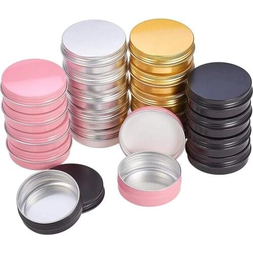 30Pcs Cream Jar Round Tin Cosmetic Lip Balm Containers Nail Craft Pot Refillable Bottle Screw Thread Lids Empty Aluminum Cans