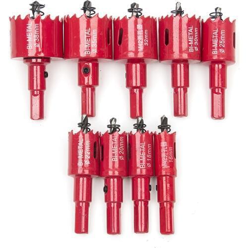 9pcs M42 Drilling Hole Saw Cutting Kit Opener Hole Saw Set Aluminum Iron Pipe Plastic Wood Heavy Duty Ceramic Drill Bit Cutter