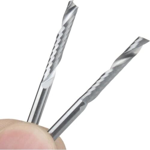 10pcs 3.175x22mm Single Flute Bit Carbide End Mill Set, CNC Router End Mills for Wood Cutter Milling