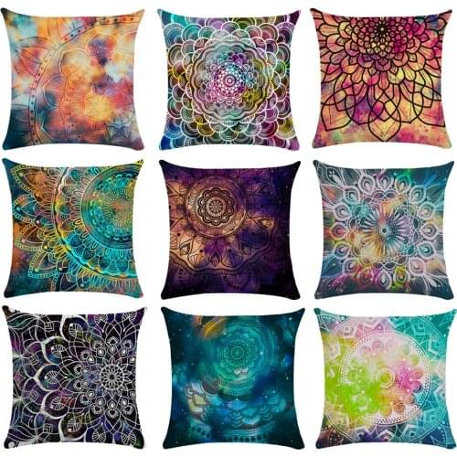 Nordic Watercolor Mandala Ethnic Style Starry Sky Pillow Cover Living Room Sofa Decoration Cushion Car and Office Seat Cover