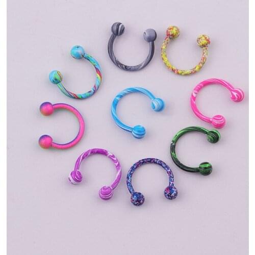 New styles 10pcs Body Piercing Jewelry Stainless Steel Colorful Horseshoe Cone Circular Barbells Lip Nose Rings(Random Mixed)