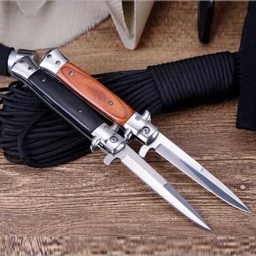 High Quality Japanese Outdoor Tactical Camping Hunting Survival Pocket Folding Knife 8Cr13Mov Blade Wood Handle Military Knives