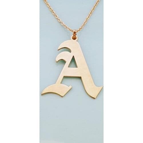 Gothic Initial Necklaces Old English Birth Year Necklace Women Birthday Gift Stainless Steel Chain Name Jewelry