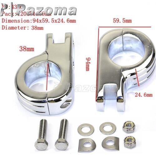PAZOMA Chrome Motorcycle 1 1/2" Crash Bar Footpeg Mount Clamps Kit for Harley Engine Guard Foot Rest