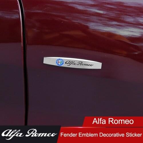 QHCP 2Pcs 3D Stainless Steel Logo Car Body Emblem Decal Badge Sticker Sport Decoration Car Styling For Alfa Romeo Giulia Stelvio