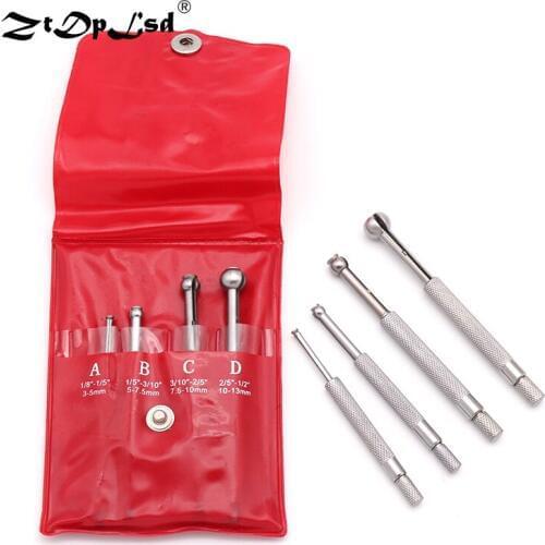 3-14mm 1/8" To 1/2" Adjustable Steel Telescopic Gage Gauge Set Square Head Inner Diameter Round Hole Bore Ball Type Telescoping