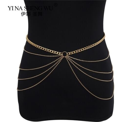 Fashion Elegant Ladies Multilayer Waist Chain Belt Wild Thin Waistband Belly Dance Women Dress Decoration Bohemian Slim Belt