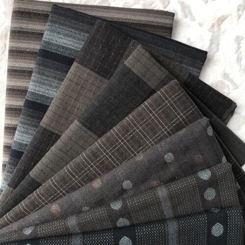 DIY Japan Little Cloth group Yarn-dyed fabric,for sewing Handmade Patchwork Quilting , stripe dot Random Black 50*70cm