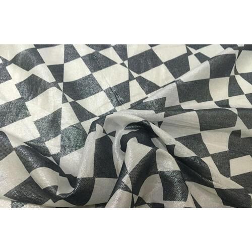 LEO&LIN Black white silver printed cloth thin silk cotton summer brand clothing silk dress fabric