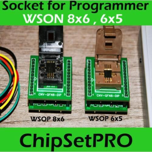 SMD SPI IC Socket Adapter WSON 8 QFN8 PIN 6x8mm, 6x5mm Chips -Flash 25x 24x DFN