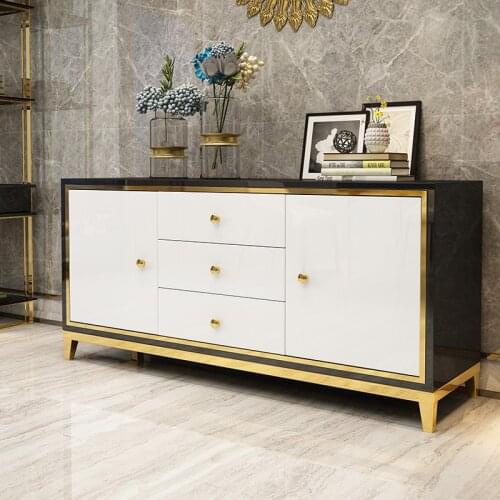 Modern light luxury side cabinet, simple steel paint console table, entrance storage, living room storage cabinet