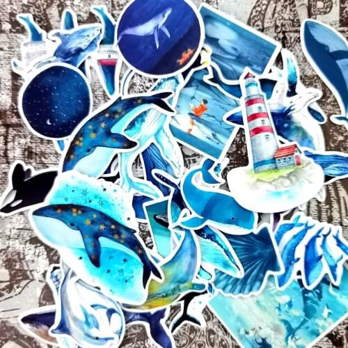 28pcs Kawaii Deep sea whale sticker Planner stickers scrapbooking stationery stikers/DIY Blue Dolphin journal papelaria