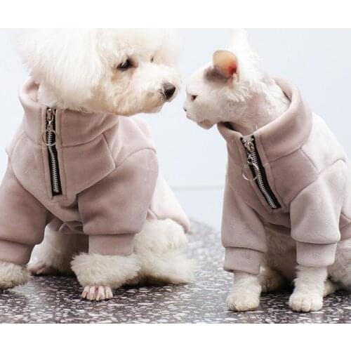 Pet Warm Velvet Hoodies Autumn Winter Dog Clothes Small Medium Pet Clothing Dogs Zipper Sweater Chihuahua Pugs French Bulldogs