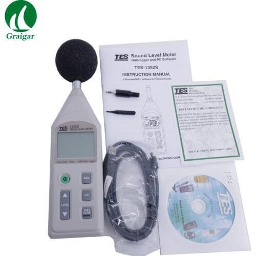 TES-1352S Portable Digital Sound Level Meter Noise Tester with 200M Records Data Logging Function