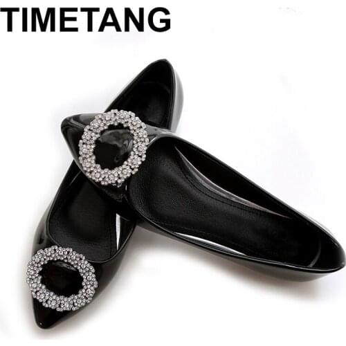 TIMETANG Spring new women singles shoes fashion pointed comfortable PU patent leather candy-colored flat shoes woman drivingC117