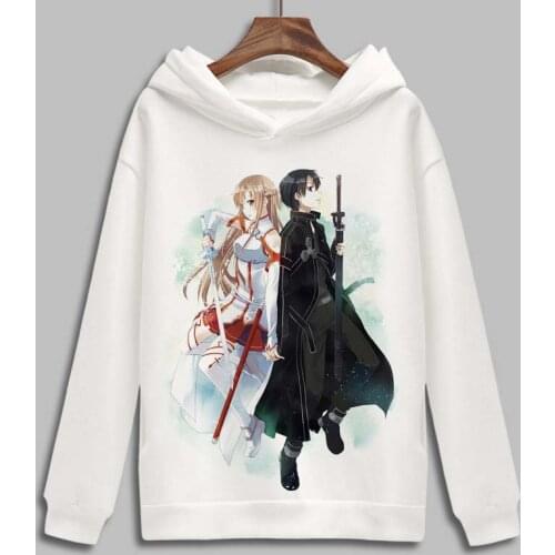 Sword Art Online Cosplay Hoodie Cartoon Yuuki Asuna Kirito Print Fleece Sweatshirt Hoodies Pullover Harajuku Top Clothes Costume