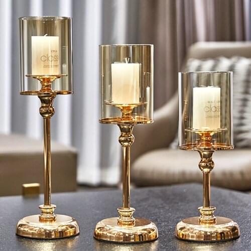 Outdoor Crystal Table Candle Holder Glass Stand Candle Holder Crystal Romantic Nordic Centro De Mesa Candlestick Glamour BA60ZT