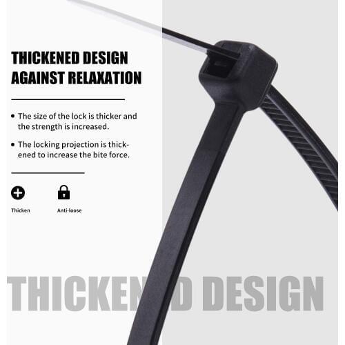 ZHEJIN (100pcs) ZJ-8*300MM (12"X120lbs) Black Nylon Plastic Zip Wrap Cable Loop Ties Wire(width:7.6mm)