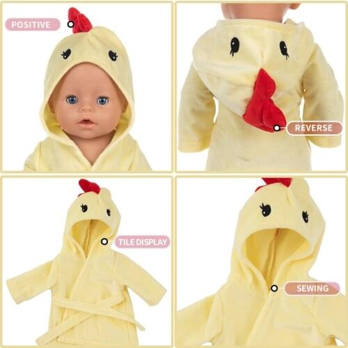 Yellow Bathrobe Suit Fit 17 inch 43cm Doll Clothes Accessories For Baby Birthday Gift