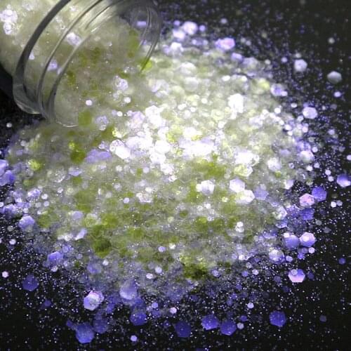 1 Box Nail Art Glitter Sequins AB Colorful Mixed Hexagon Sequins Sparkly Flakes Rhinestone Sandy Powder Dust Manicure Decoration