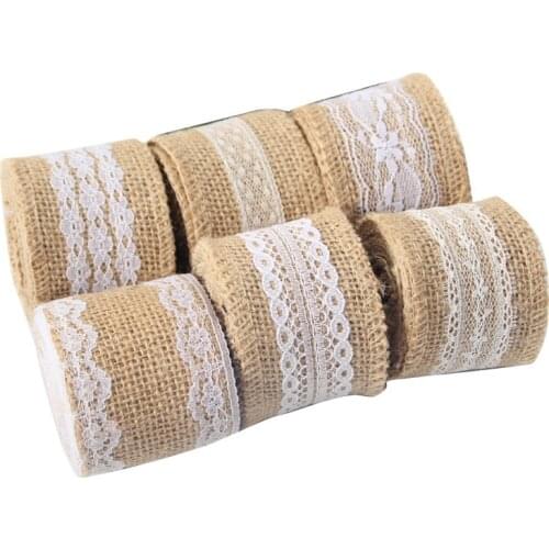 2 Meters Natural Jute Burlap Lace Ribbon Vintage Rustic Christmas Decoration for Wedding Party DIY Crafts Gift Package