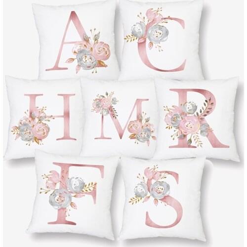 26 English Letters Alphabets Cushion Covers Floral Letter Baby Name initials Family Love Cushion Cover Pillowcase Gift Present