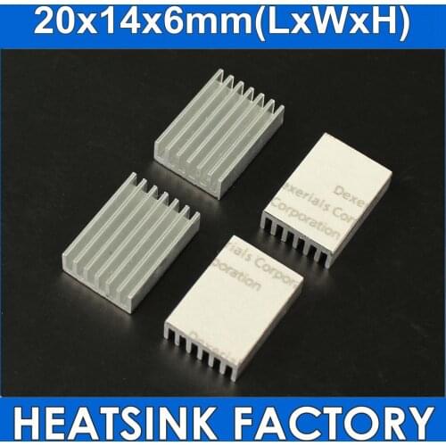 50pcs Silver 20x14x6mm Aluminum Radiator Heatsinks Extrusion Cooler With Black Thermal Double Sided Tapes