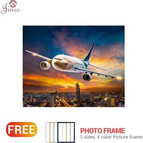 5D DIY Full Square/Round Diamond City High Altitude Aircraft Embroidery Of Rhinestone Diamond Home Decor