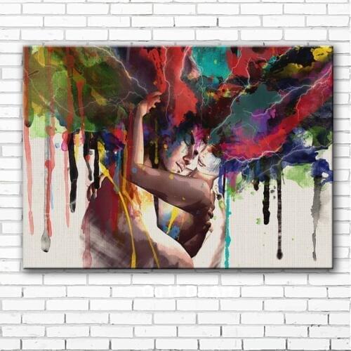 Abstract colorful sexy man women lover canvas printings oil painting printed on canvas modern home wall art decoration pictures
