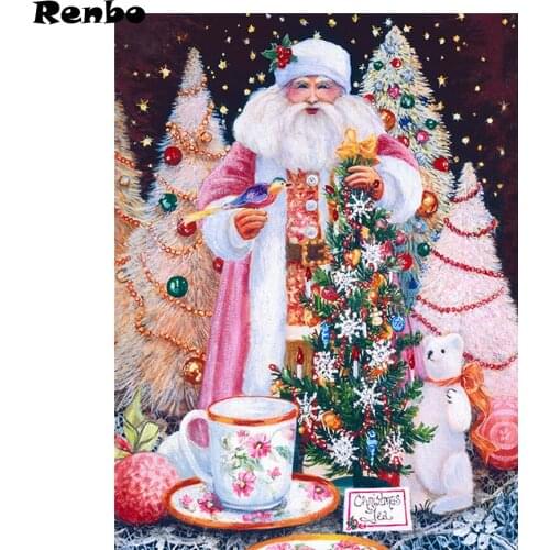 Full Square Round Drill 5D DIY Diamond Painting Santa Claus diamond Embroidery Christmas tree 3D Cross Stitch rhinestone Mosaic