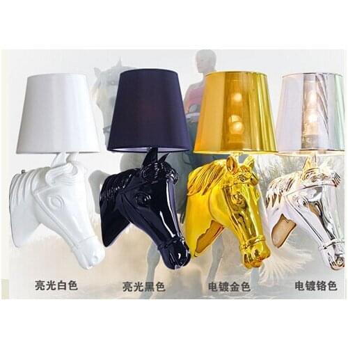 Free shipping Hot Selling Modern Horse Head Resin Wall Lamp European Style Sconce Creative Wall Light