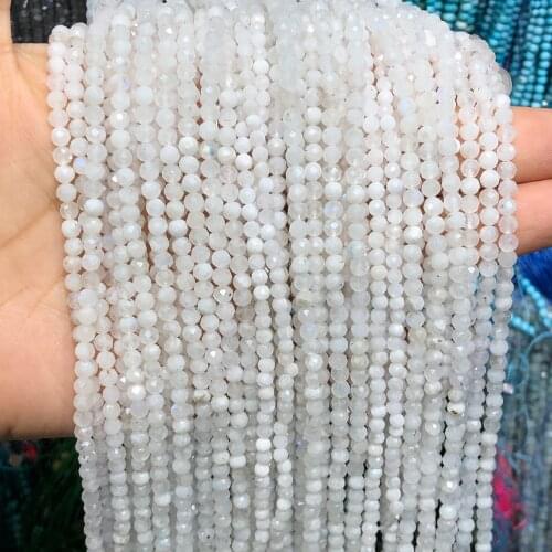 2/3/4mm Faceted 100% Natural Blue Moonstone Beads Small Loose Spacer Beads For Jewelry Making Diy Accessories Bracelet Necklace