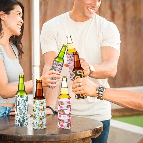 6pcs Beer Sleeves Camping Can Cup Soda Cover Neoprene Drink Cooler Portable Bottle Outdoor Sleeve for Party Wedding Birthday
