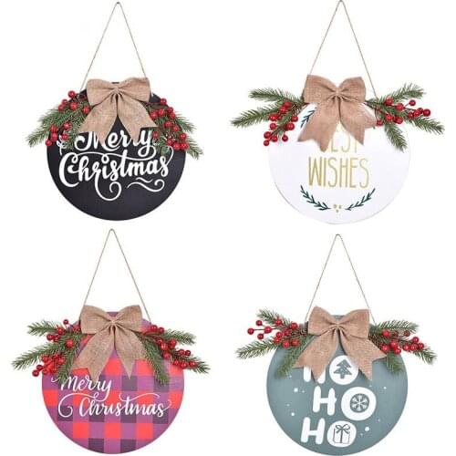 30*30cm Wooden Sign Welcome Merry Christmas Porch Decor Rustic Door Hangers Outdoor Hanging Vertical Sign Front Door Decoration