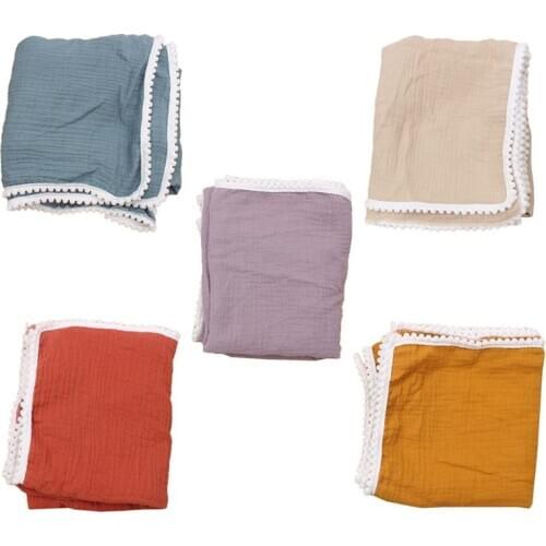 Baby Tassel Swaddle Wrap Cotton Double Gauze Receiving Blanket Photography Props F3ME