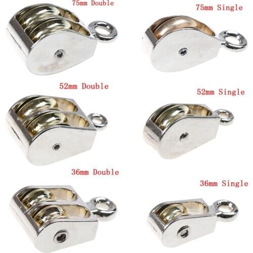 DIY Mini Metal Sheave Zinc Alloy Fixed Pulley Crown Block And Tackle Lifting Wheel Single/Double Pulley 36/52/75mm