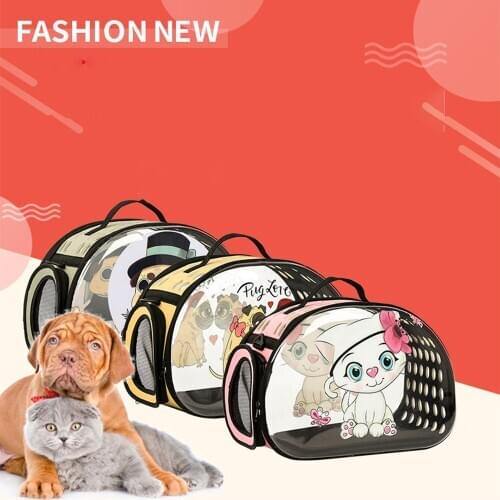 Pet Dogs Cats Travel Bag Portable Foldable Transparent Handbag space capsule cute cartoon picture Suitable for puppy and kittens