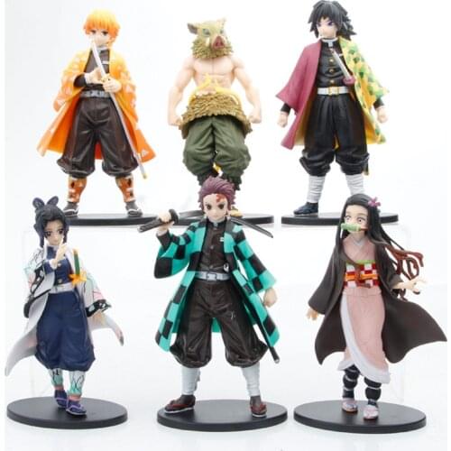 6 Styles Anime Demon Slayer Figure Tanjirou Nezuko Zenitsu Hashibira Inosuke Action Figure PVC Model 16cm 6pcs/set Figurine Toys