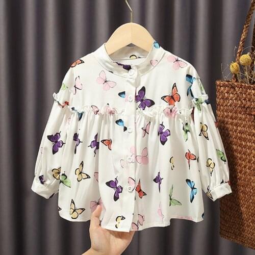 Girls cotton casual long sleeve shirt