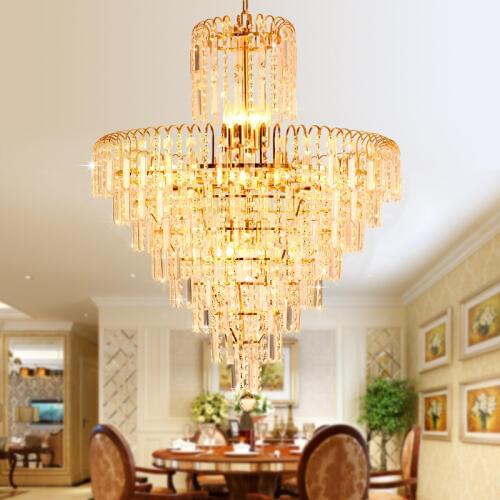 Crystal Chandelier Lighting Fixture LED Gold Chandeliers American Modern Droplight Shop Hotel Lobby Hall Villa Home Indoor Lamp