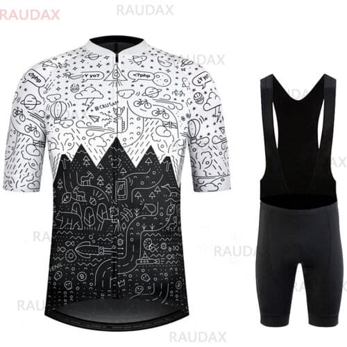 2021 Fashion trend cycling Jersey Pro Team Raudax Bike Jersey Set Men Breathable Anti-UV Mountain Cycling Set