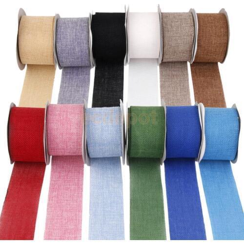 Faux Hessian Burlap Ribbon Rustic Wedding Gift Wrap Nautical Decor Craft Party Supplies 12 Colors