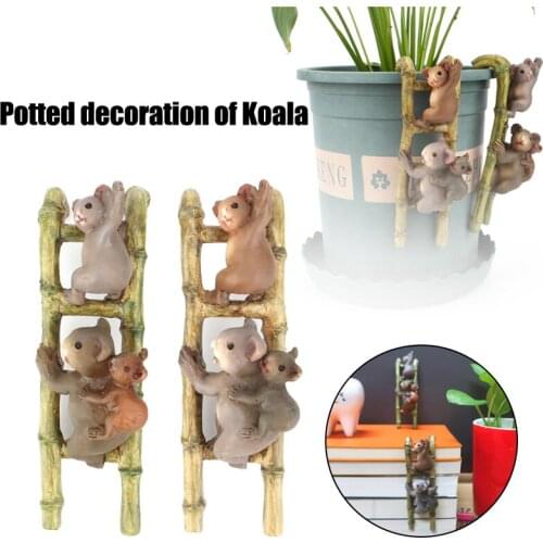 Climbing Ladder Little Koala Potted Plant Decoration Ornaments Climbing Cylinder Pendant Home Gardening Resin Ornaments M56
